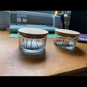 Funny Bathroom Set Of 2 Material Glass Stacking Canisters With Lids